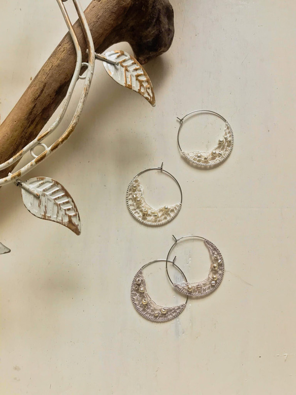 レース編みフープピアス / Mesh hoop pierce ピアス（フープ