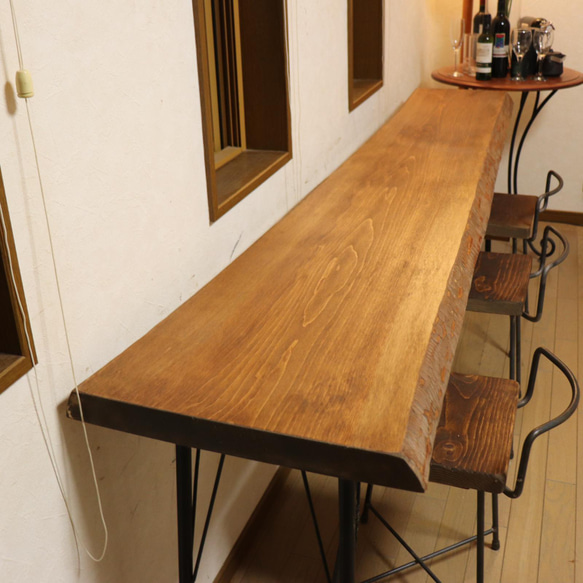大型激安w2095一枚板ヒノキ カウンターテーブル カフェcafe
