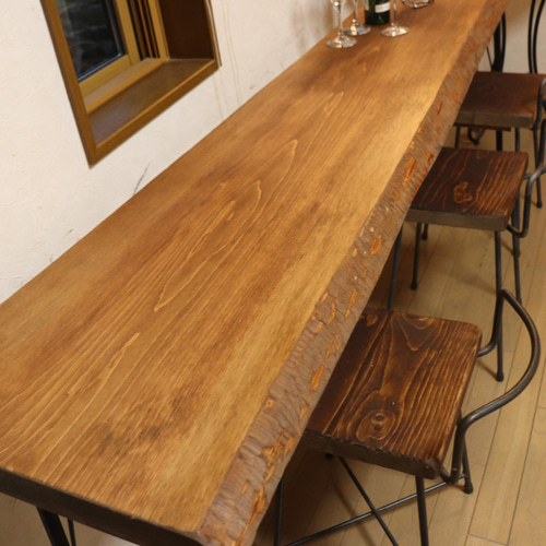 大型激安w2095一枚板ヒノキ カウンターテーブル カフェcafe ダイニング  