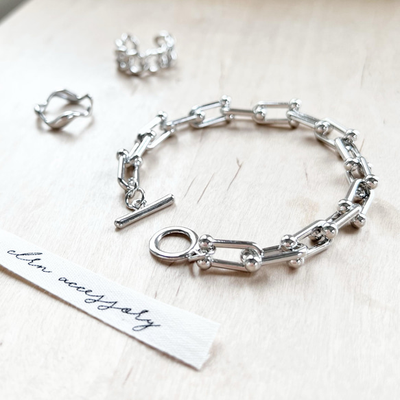 ◎金属アレルギー対応◎ 錆びにくい　サージカルステンレス　マンテルチェーンブレスレット　シルバーブレスレット　316L 6枚目の画像
