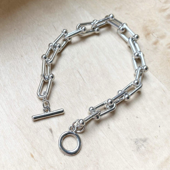 ◎金属アレルギー対応◎ 錆びにくい　サージカルステンレス　マンテルチェーンブレスレット　シルバーブレスレット　316L 5枚目の画像