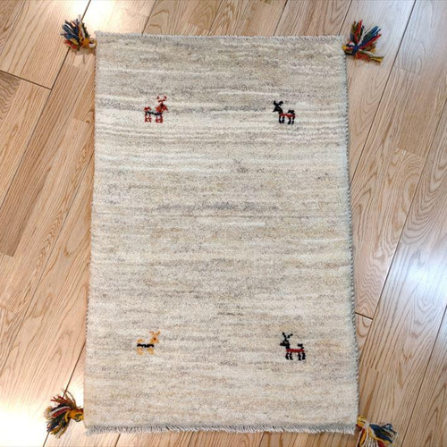 完売】ペルシャ ギャッベ 玄関マット 80x54cm ベージュ シンプル