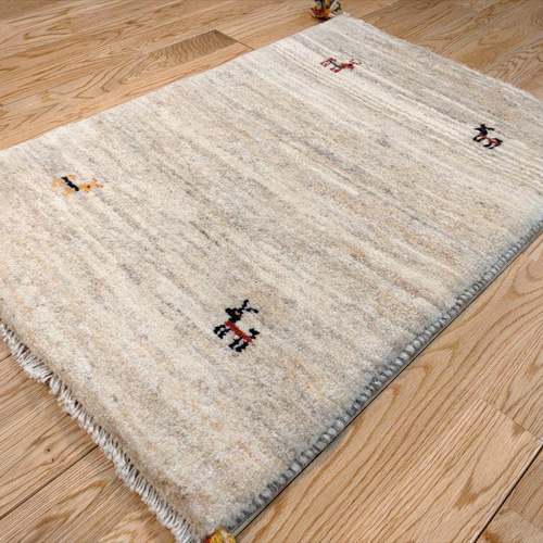 完売】ペルシャ ギャッベ 玄関マット 80x54cm ベージュ シンプル