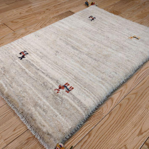 完売】ペルシャ ギャッベ 玄関マット 80x54cm ベージュ シンプル