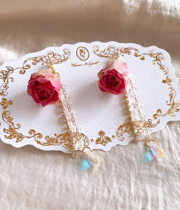 薔薇ビジュー♡丸ごと薔薇レジン ピアス/イヤリング✩*¨ 【公式通販】