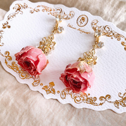 ハート×ローズクォーツ×ビジュー ピアス ピアス（その他） Diamante