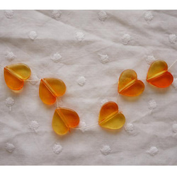 ハート型のパーツ　オレンジ　6個セット 2枚目の画像