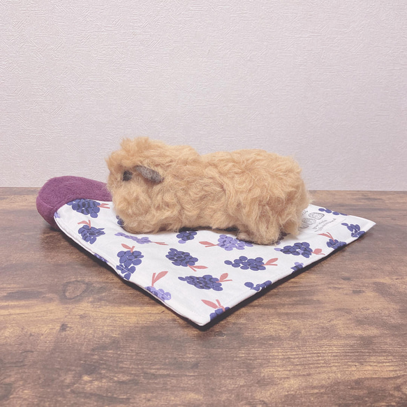 モルモット・小動物用▷シンプル寝袋　ぶどう柄パープルM 3枚目の画像