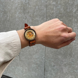 『カレンダー機能付』◆真鍮製　クォーツ式手作り腕時計　◆LBQ-3038 6枚目の画像