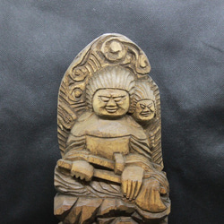 仏像　円空彫 仏像 円空仏 木彫 両面宿儺（高さ：30cm 着色）【受注制作 納期60日