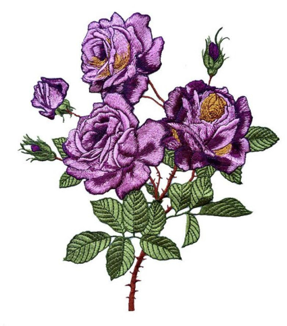 豪華薔薇刺繍モチーフ　24X26cm バイオレット 1枚目の画像