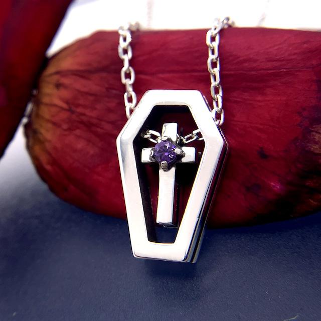 棺桶 シルバー925ネックレス アメジスト(smallサイズ)