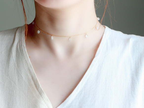 14kgf- rainbowmoon stone short necklace(ajustable chain) 第7張的照片