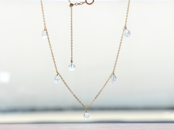 14kgf- rainbowmoon stone short necklace(ajustable chain) 第10張的照片