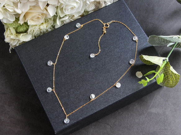 14kgf- rainbowmoon stone short necklace(ajustable chain) 第1張的照片