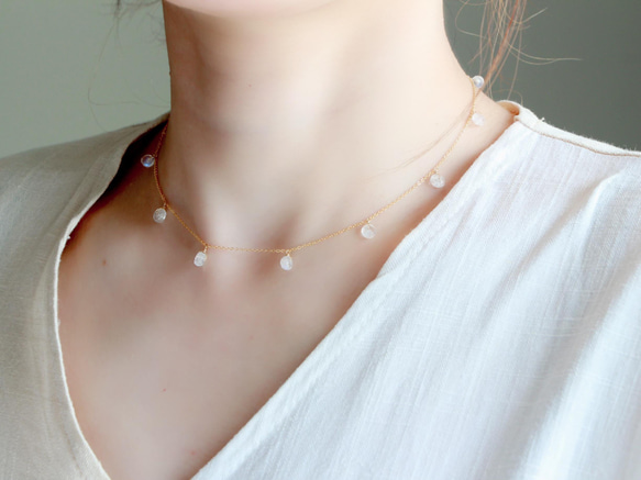 14kgf- rainbowmoon stone short necklace(ajustable chain) 第9張的照片