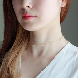 14kgf- rainbowmoon stone short necklace(ajustable chain) 第3張的照片