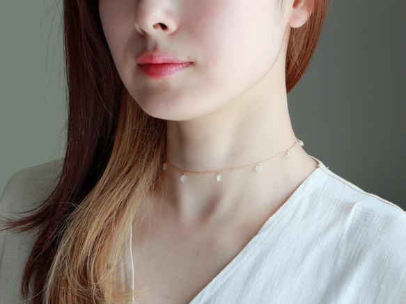 14kgf- rainbowmoon stone short necklace(ajustable chain) 第3張的照片