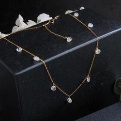 14kgf- rainbowmoon stone short necklace(ajustable chain) 第2張的照片