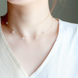 14kgf- rainbowmoon stone short necklace(ajustable chain) 第8張的照片