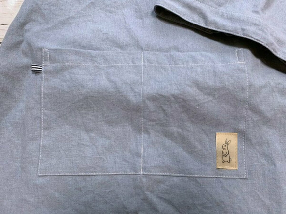 オーダー制作・キッズエプロン・三角巾・140~150サイズ~・綿麻キャンバス・ワッシャー加工 8枚目の画像
