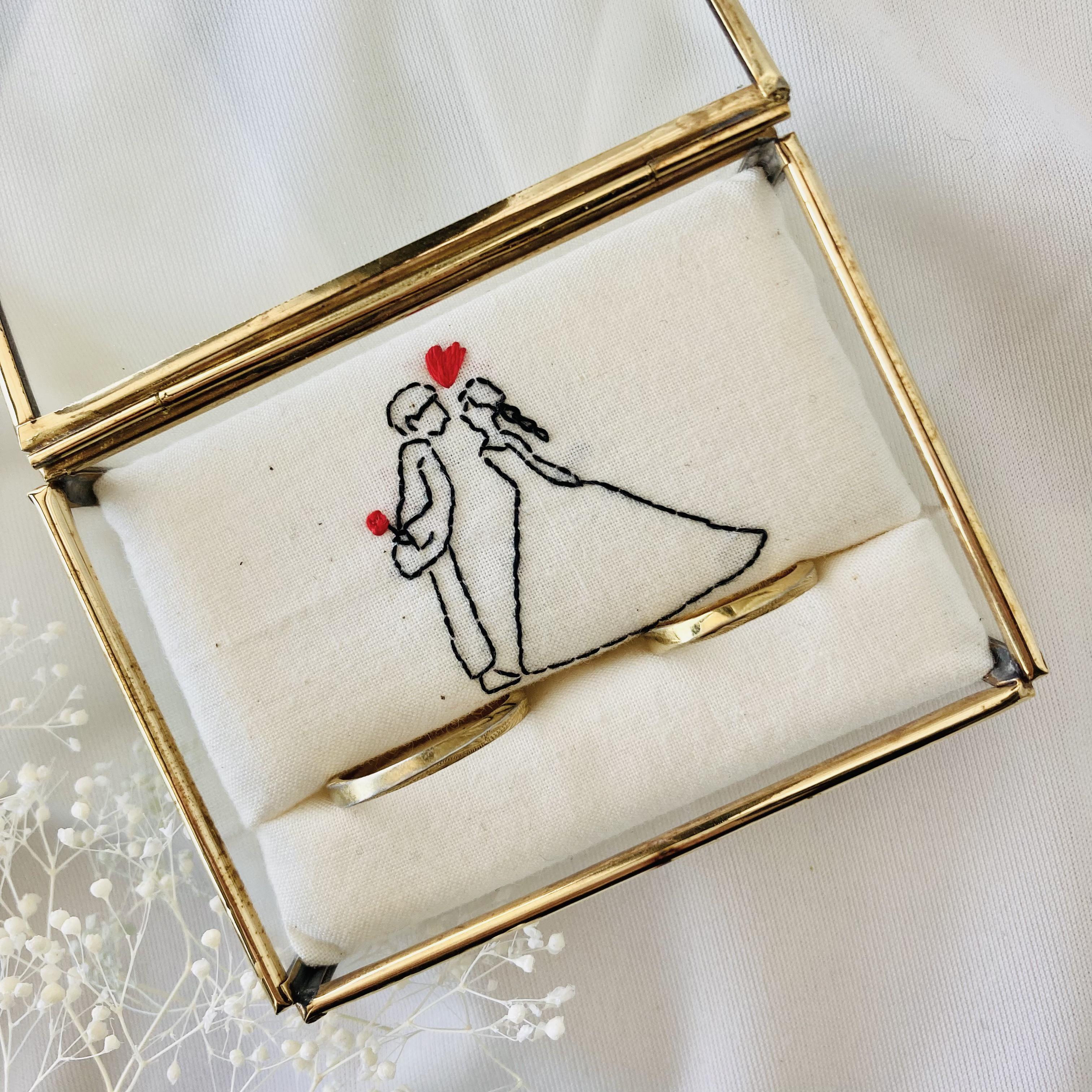 刺繍リングピロー No.028 ナチュラルシリーズ - 出逢い -