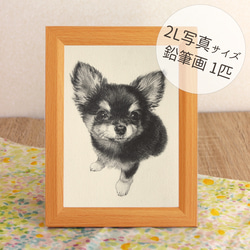 【鉛筆/2L写真サイズ/1匹】ペットの似顔絵オーダー【犬・猫・鳥…どんな動物でも】※割引・名入れ可 1枚目の画像