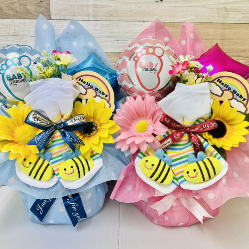 出産祝い オムツケーキ ハチさんシリーズ 2段 雑貨・その他 スマイル 