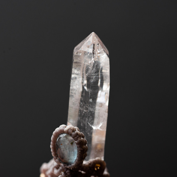 クリスタル+プレナイト+アクアマリンのマクラメ編み 天然石ネックレス 9枚目の画像