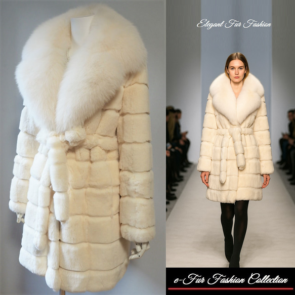 冬コーデ、明るく見せる☆ミルキーホワイトフォックスファー×レッキス