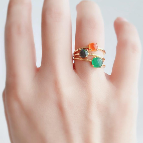 天然石 カーネリアン 5×5mm ラウンド 爪留めリング 指輪