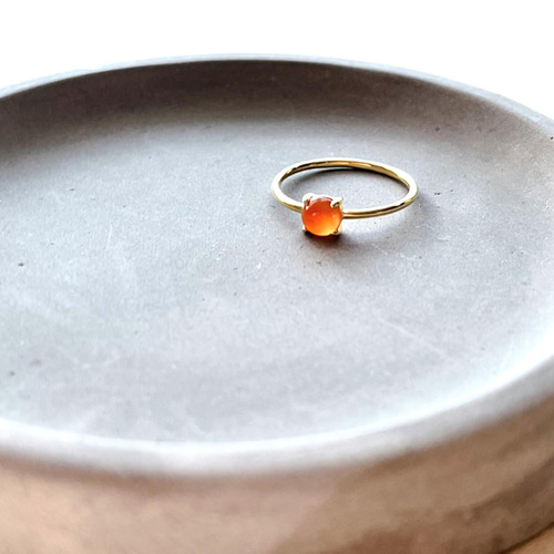天然石 カーネリアン 5×5mm ラウンド 爪留めリング 指輪