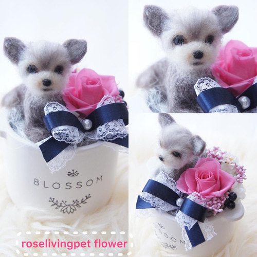 羊毛フェルトのペットフラワー 全犬種(ドール1個 花1輪) 羊毛 羊毛フェルトのペットフラワー 全犬種(ドール1個 花1輪) 羊毛