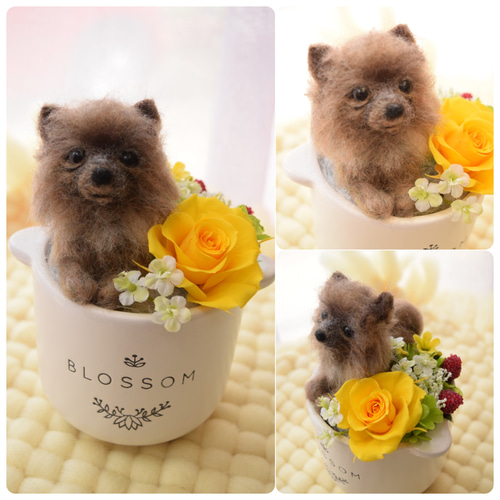 【2024年】お歳暮ギフト 羊毛フェルトのペットフラワー 全犬種（ドール1個 羊毛 花1輪） その他