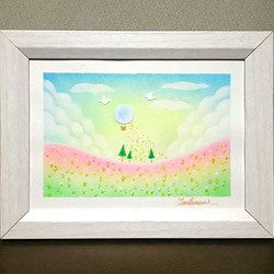 パステルアート 大空から初夏の野原への贈り物 パステル画原画