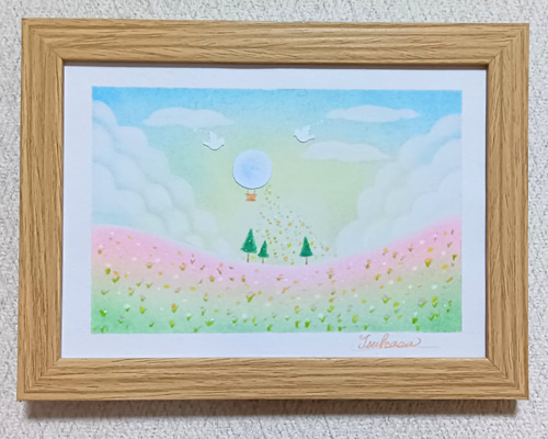パステルアート 大空から春野への贈り物 パステル画原画 絵画 T's Arts