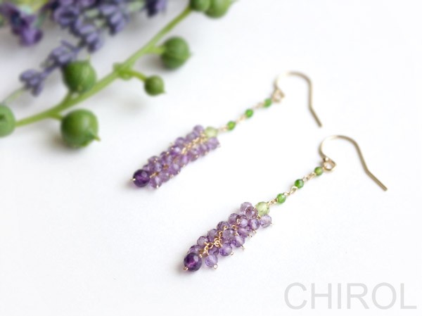 アメジストの 小花✾ ピアス/ 14kgf