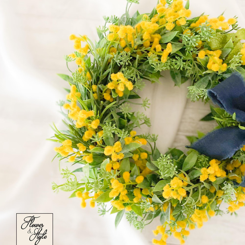 ミモザのリース アーティフィシャルフラワー 造花 造花リース  