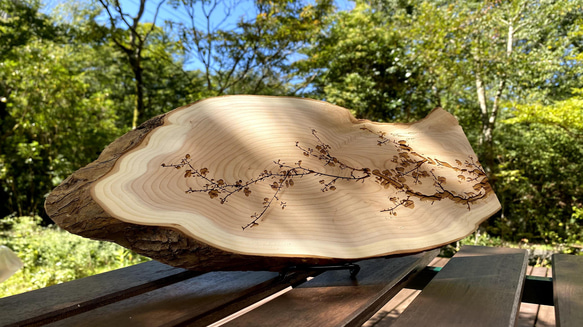 桜彫刻】春のおとずれ【木材斜板】 立体・オブジェ クラフトスイッチ