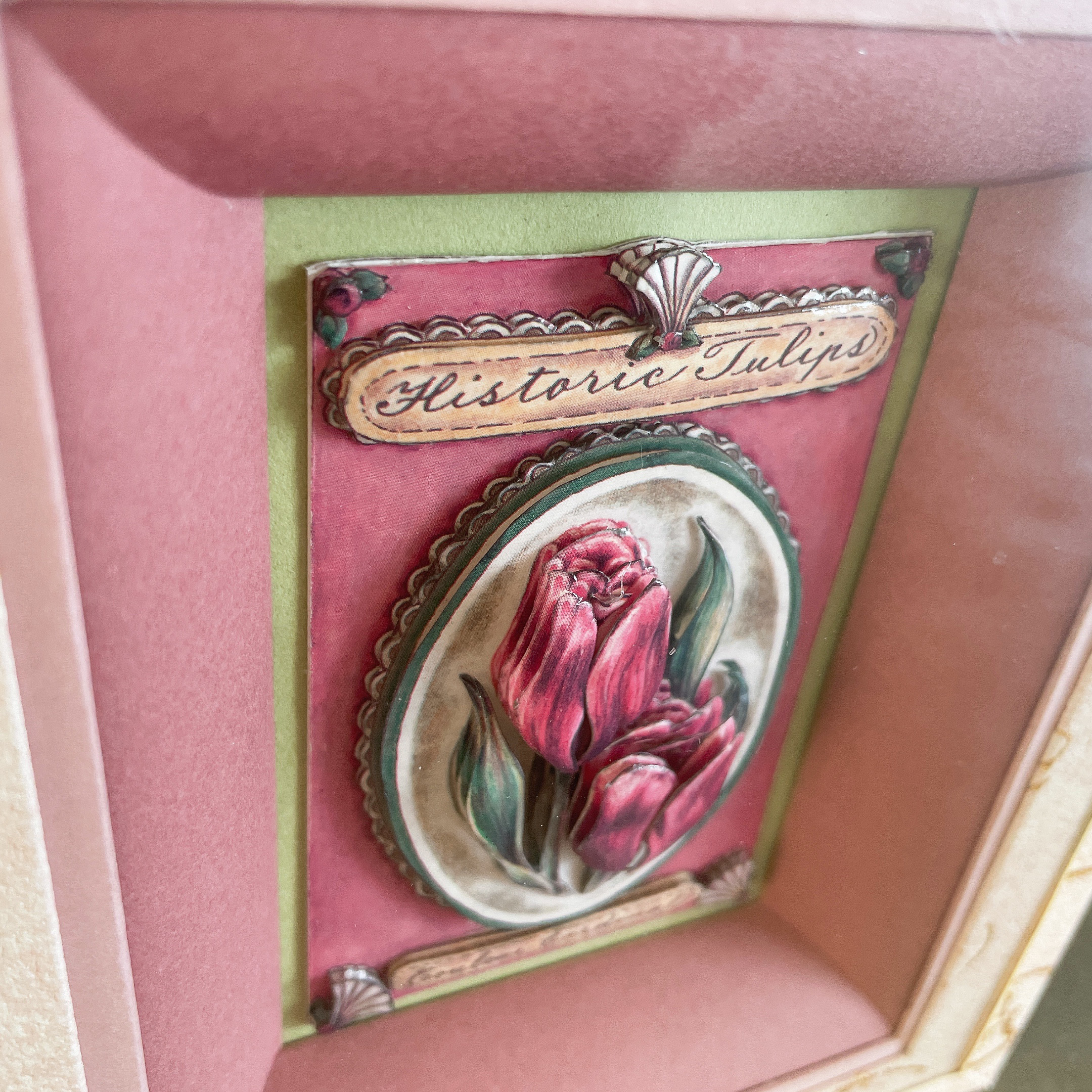 春色チューリップのシャドーボックス×フランス額装アート