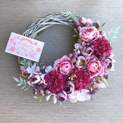 お花たっぷりの造花リース♪ アーティフィシャルフラワー（高級造花） ローズたっぷり大きな