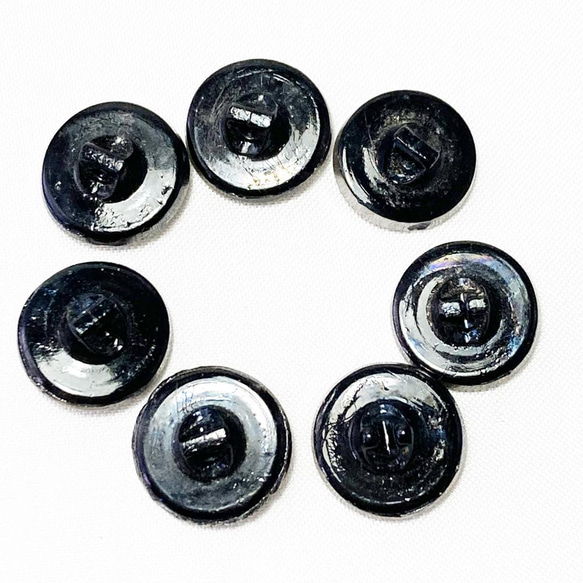 【送料無料】1930s チェコ製 7個 アンティーク ヴィンテージ ブラックガラス ボタン 素材 [EY7075] 4枚目の画像