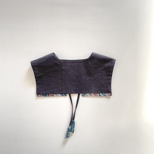 kids size》ブロックプリント しかく つけ襟 スクエアカラー グリーン