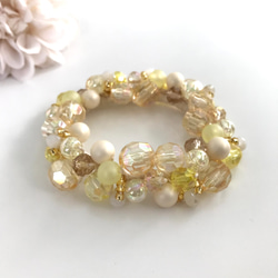 シュシュ ヘアゴム  ビーズ  イエロー系 BLAZE（手芸） シュシュ ヘアゴム パール クリア ビジュー