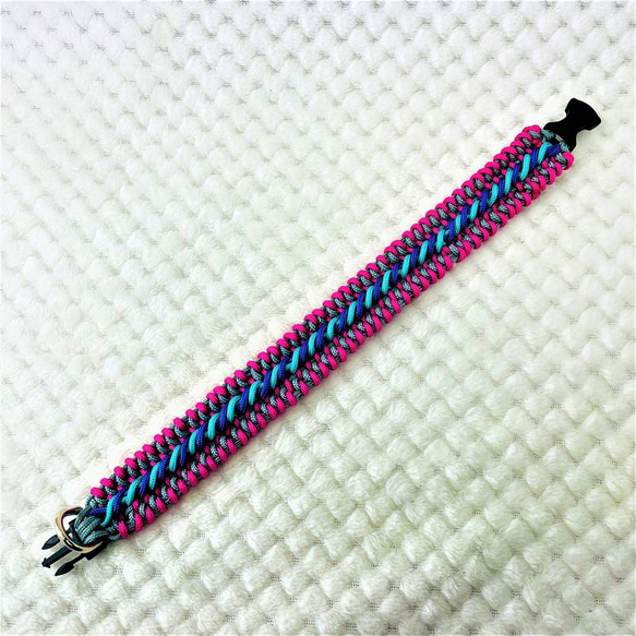 [キット]パラコードでマクラメ編み#153 紫・ブルー・ピンク・グレーの小型犬用首輪作り方No183 9枚目の画像