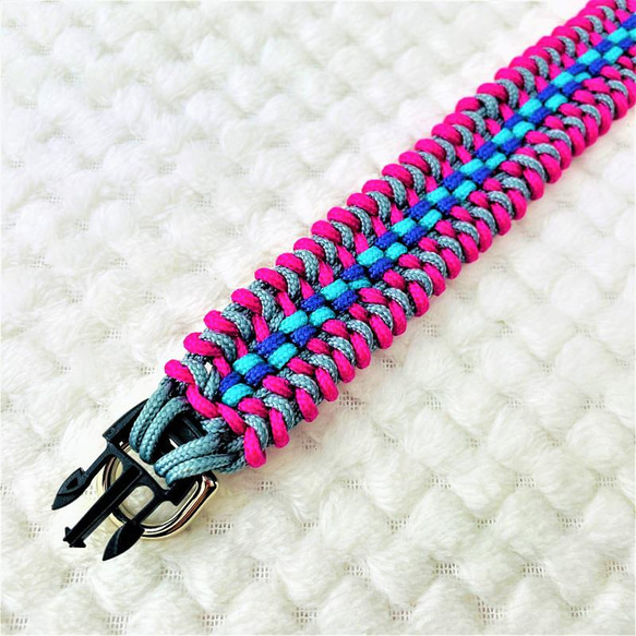 [キット]パラコードでマクラメ編み#153 紫・ブルー・ピンク・グレーの小型犬用首輪作り方No183 10枚目の画像