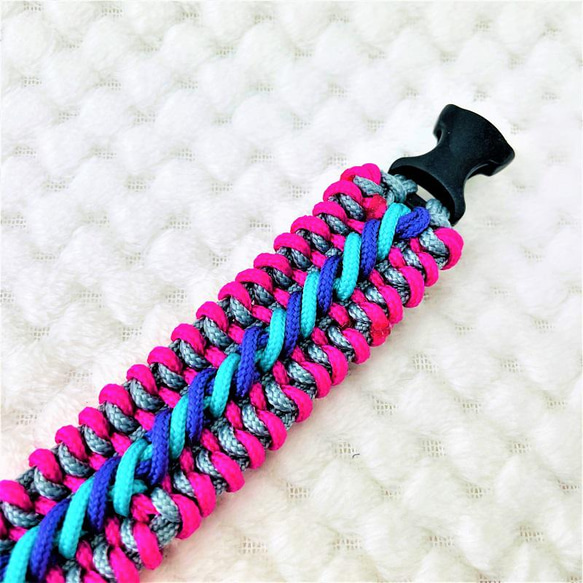 [キット]パラコードでマクラメ編み#153 紫・ブルー・ピンク・グレーの小型犬用首輪作り方No183 8枚目の画像