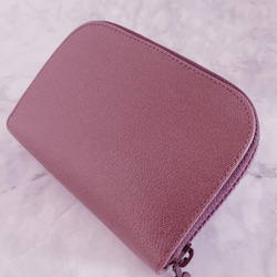 素色紫藕色短夾-防水/皮夾/拉鍊式/多夾層/零錢包 第1張的照片
