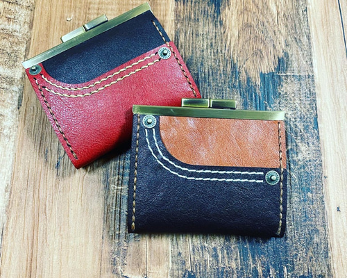 縫うのを楽しむ革キット】nicomaオリジナル【デニポケ】赤ORブラウン本