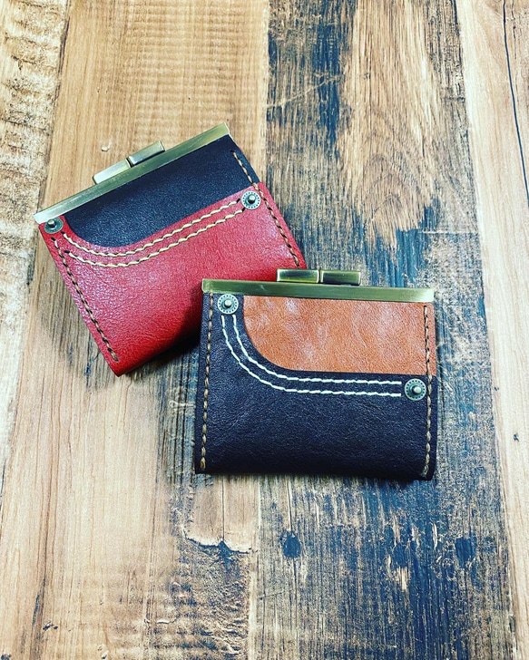 縫うのを楽しむ革キット】nicomaオリジナル【デニポケ】赤ORブラウン本